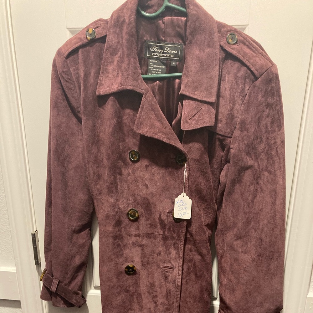 Terry Lewis Classic Luxuries Purple Genuine Leather Suede Coat